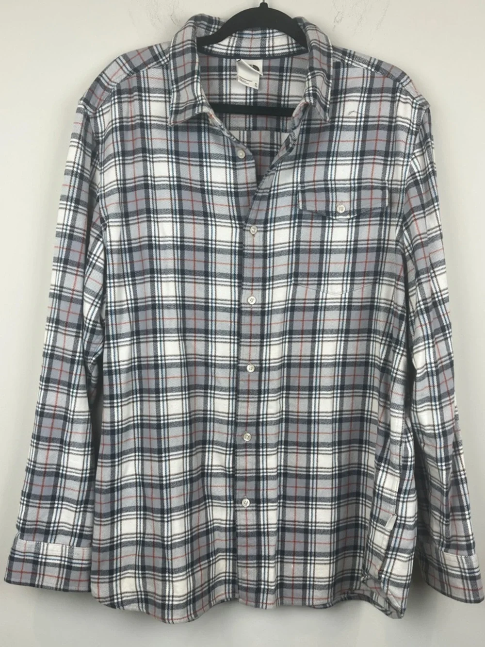 The North Face Arroyo Flannel Plaid Button-Down Shirt Blue Gray Men's Size XL